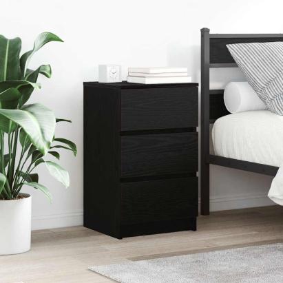 Noptiera cu 3 sertare Negru 39x35x65 cm GartenMobel Dekor