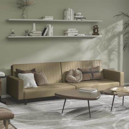 Canapea extensibilă cu 2 locuri, cappuccino, piele ecologică GartenMobel Dekor