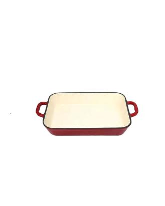 Tavă din fontă emailată 33,5×22×7 cm, roșie Durabilitate și versatilitate Handy KitchenServ