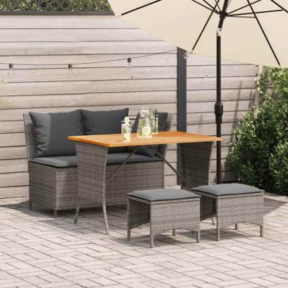 Set mobilier de grădină cu perne, 4 piese, gri, poliratan GartenMobel Dekor