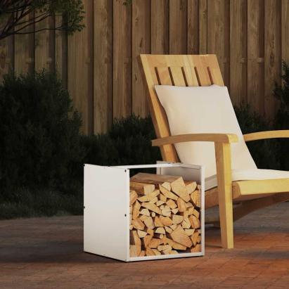Suport pentru lemne de foc alb 40x40x40 cm Oțel laminat la rece GartenMobel Dekor