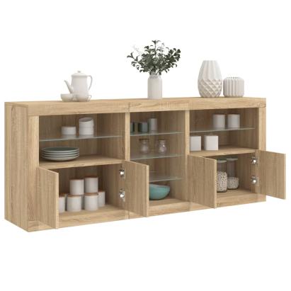 Servantă cu lumini LED, stejar sonoma, 181,5x37x67 cm GartenMobel Dekor