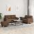 Set de canapele cu perne, 3 piese, maro, textil GartenMobel Dekor