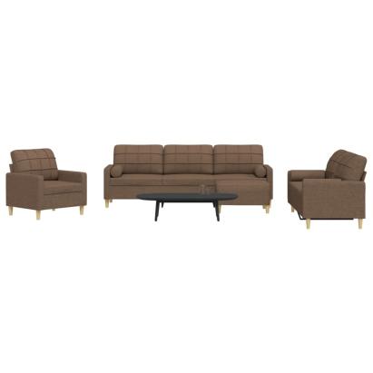 Set canapele cu taburet și perne, 4 piese, maro, textil GartenMobel Dekor