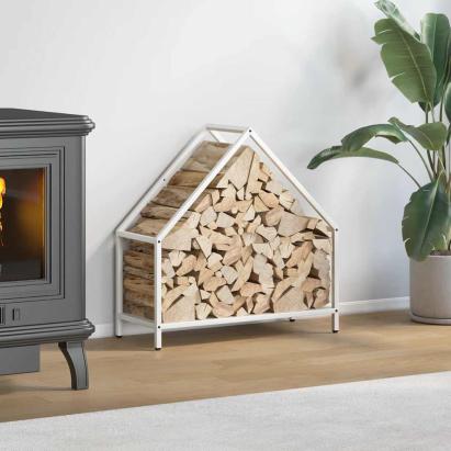 Suport pentru lemne de foc alb 60x25x60 cm Oțel laminat la rece GartenMobel Dekor