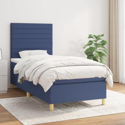 Pat box spring cu saltea, albastru, 80x200 cm, textil GartenMobel Dekor