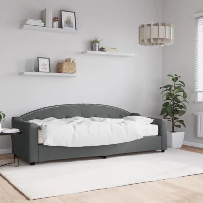 Pat de zi cu saltea, gri închis, 80x200 cm, textil GartenMobel Dekor