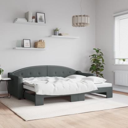 Pat de zi cu extensie, gri închis, 80x200 cm, textil GartenMobel Dekor
