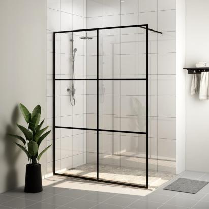 Paravan de duș walk-in negru 140x195 cm sticlă ESG transparentă GartenMobel Dekor