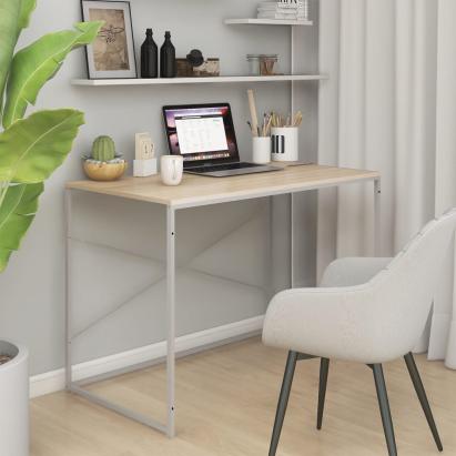 Birou de computer, alb și stejar, 110x60x70 cm, lemn prelucrat GartenMobel Dekor