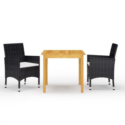 Set mobilier de grădină cu perne, 3 piese, negru GartenMobel Dekor