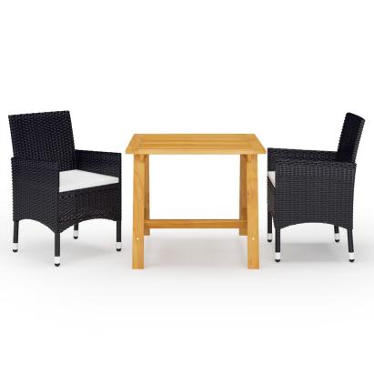 Set mobilier de grădină cu perne, 3 piese, negru GartenMobel Dekor