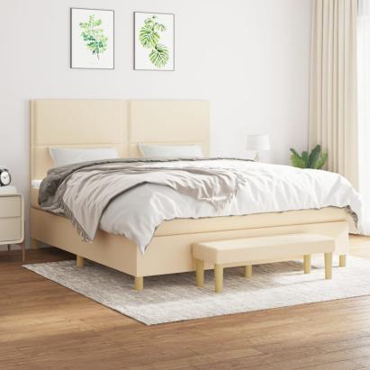 Pat continental cu saltea, crem, 180x200 cm, textil GartenMobel Dekor