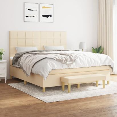 Pat continental cu saltea, crem, 180x200 cm, textil GartenMobel Dekor