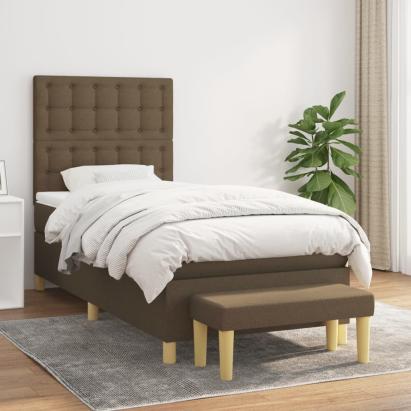 Pat box spring cu saltea, maro închis, 80x200 cm, textil GartenMobel Dekor