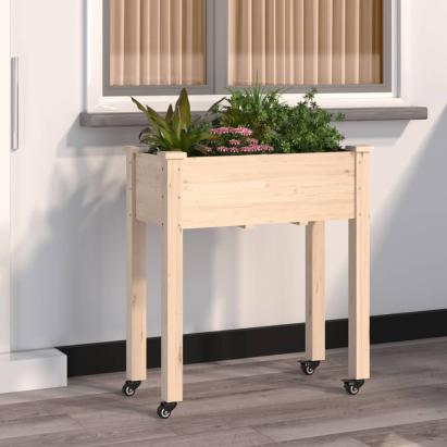 Jardinieră cu roți și căptușeală 71x37x80 cm lemn masiv de brad GartenMobel Dekor