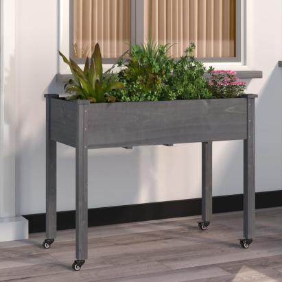 Jardinieră pe roți cu căptușeală 118x59x80cm lemn masiv de brad GartenMobel Dekor