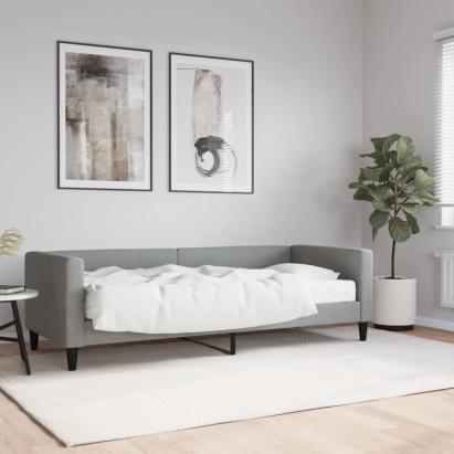 Pat de zi cu saltea, gri deschis, 80x200 cm, textil GartenMobel Dekor