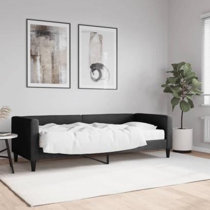 Pat de zi cu saltea, negru, 80x200 cm, textil GartenMobel Dekor