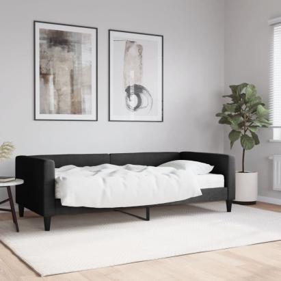 Pat de zi cu saltea, negru, 90x200 cm, textil GartenMobel Dekor