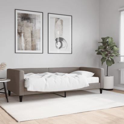 Pat de zi cu saltea, gri taupe, 90x200 cm, textil GartenMobel Dekor