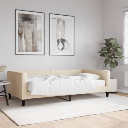 Pat de zi cu saltea, crem, 100x200 cm, textil GartenMobel Dekor