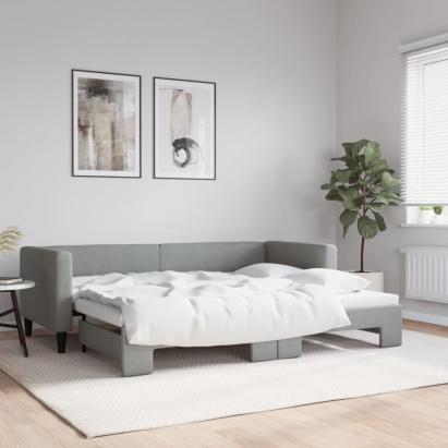 Pat de zi cu extensie, gri deschis, 80x200 cm, textil GartenMobel Dekor