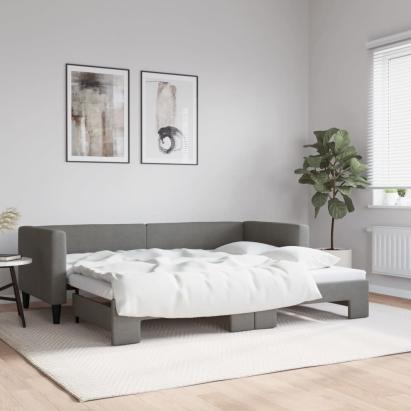 Pat de zi cu extensie, gri închis, 80x200 cm, textil GartenMobel Dekor