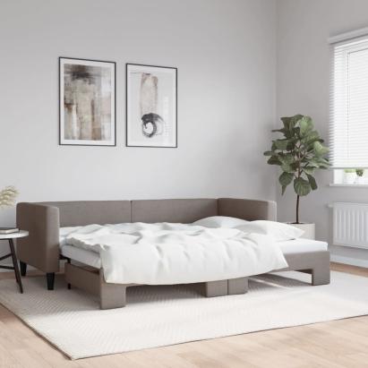 Pat de zi cu extensie, gri taupe, 80x200 cm, textil GartenMobel Dekor