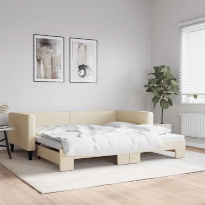 Pat de zi cu extensie, crem, 100x200 cm, textil GartenMobel Dekor