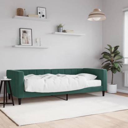Pat de zi cu saltea, verde închis, 80x200 cm, catifea GartenMobel Dekor