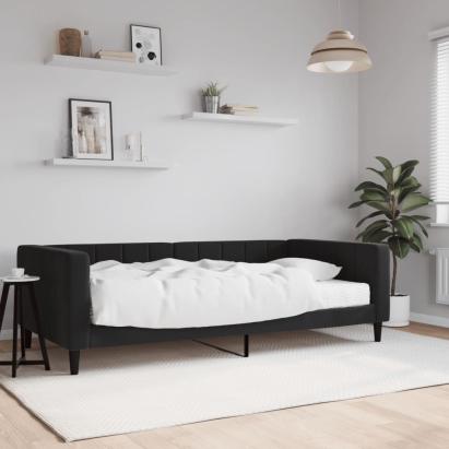 Pat de zi cu saltea, negru, 100x200 cm, catifea GartenMobel Dekor