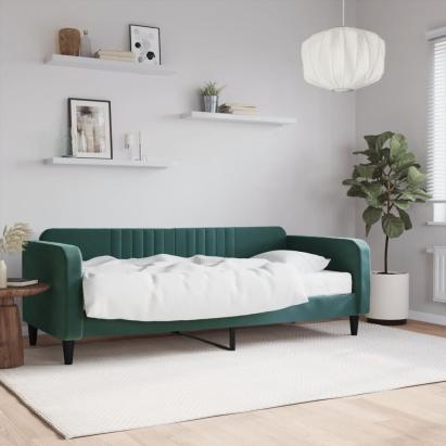 Pat de zi cu saltea, verde închis, 90x200 cm, catifea GartenMobel Dekor