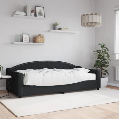 Pat de zi cu saltea, negru, 90x200 cm, textil GartenMobel Dekor