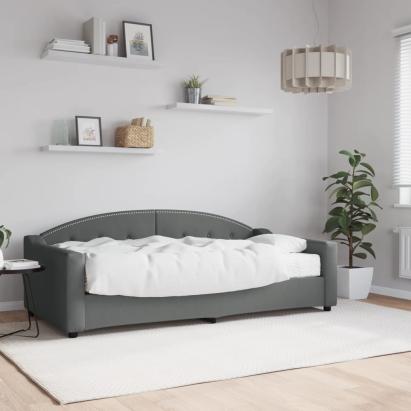 Pat de zi cu saltea, gri închis, 90x190 cm, textil GartenMobel Dekor