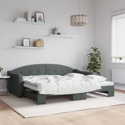 Pat de zi cu extensie, gri închis, 90x200 cm, textil GartenMobel Dekor