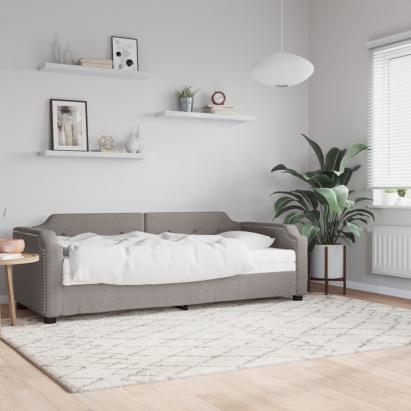 Pat de zi cu saltea, gri taupe, 90x200 cm, textil GartenMobel Dekor