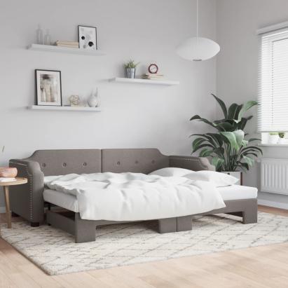 Pat de zi cu extensie, gri taupe, 90x200 cm, textil GartenMobel Dekor