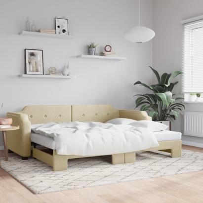 Pat de zi cu extensie, crem, 100x200 cm, textil GartenMobel Dekor