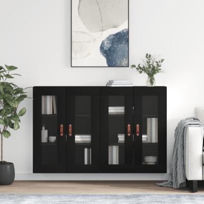 Dulapuri montate pe perete, 2 buc, negru, lemn prelucrat GartenMobel Dekor