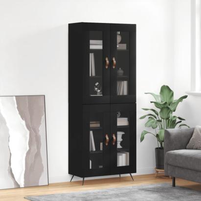 Dulap înalt, negru, 69,5x34x180 cm, lemn compozit GartenMobel Dekor