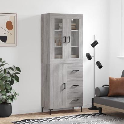 Dulap înalt, gri sonoma, 69,5x34x180 cm, lemn compozit GartenMobel Dekor