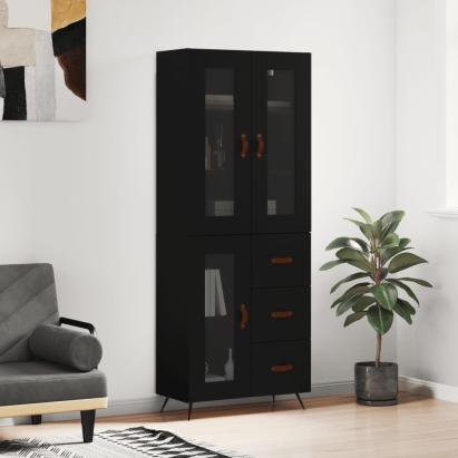 Dulap înalt, negru, 69,5x34x180 cm, lemn compozit GartenMobel Dekor