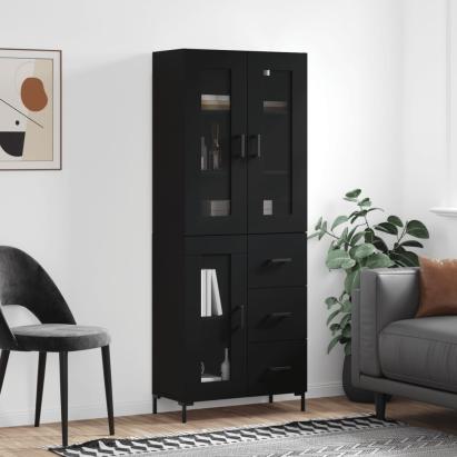 Dulap înalt, negru, 69,5x34x180 cm, lemn compozit GartenMobel Dekor