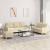 Set de canapele cu perne, 3 piese, crem, textil GartenMobel Dekor