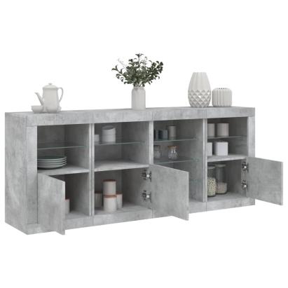 Servantă cu lumini LED, gri beton, 164x37x67 cm GartenMobel Dekor