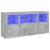 Servantă cu lumini LED, gri beton, 142,5x37x67 cm GartenMobel Dekor