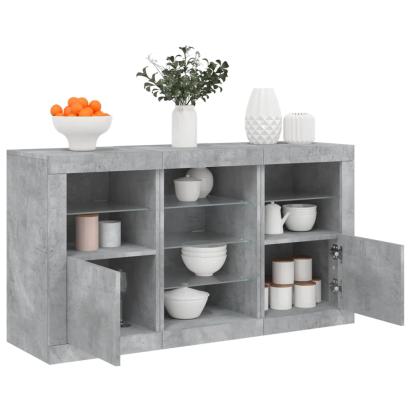 Servantă cu lumini LED, gri beton, 123x37x67 cm GartenMobel Dekor