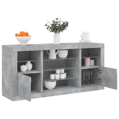 Servantă cu lumini LED, gri beton, 142,5x37x67 cm GartenMobel Dekor