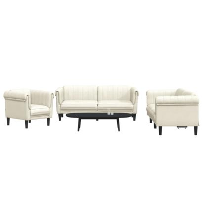 Set de canapele, 3 piese, crem, catifea GartenMobel Dekor